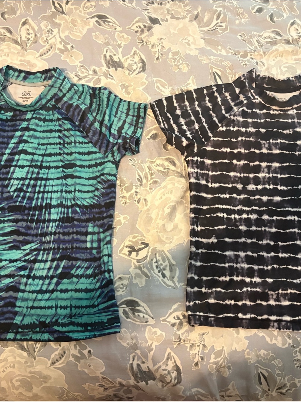BUNDLE!! ATHLETA Girl Tie-Dye Rashguards and Swimshorts (4 items)